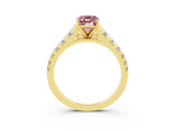 Yellow gold Fancy White Emerald Cut Morganite Solitaire Ring with Cathedral Setting and Pavé Band_3