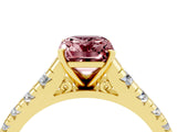 Yellow gold Fancy White Emerald Cut Morganite Solitaire Ring with Cathedral Setting and Pavé Band_4