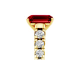 Yellow gold Fancy White Emerald Cut Ruby Solitaire Ring with Cathedral Setting and Pavé Band_5