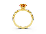 Yellow gold Fancy White Heart Cut Citrine Solitaire with Side Stones on a Pavé Band and Four-Prong Setting_3