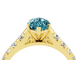 Yellow gold Fancy White Marquise Cut Blue Topaz Solitaire Ring with Cathedral Setting and Pavé Band_4