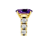 Yellow gold Fancy White Oval Cut Amethyst Solitaire Ring with Cathedral Setting and Pavé Band_5