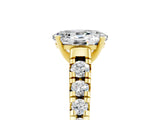 Yellow gold Fancy White Oval Cut Moissanite Solitaire Ring with Cathedral Setting and Pavé Band_5