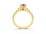 Yellow gold Fancy White Oval Cut Morganite Solitaire Ring with Cathedral Setting and Pavé Band_3