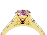 Yellow gold Fancy White Oval Cut Morganite Solitaire Ring with Cathedral Setting and Pavé Band_4