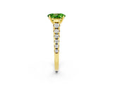 Yellow gold Fancy White Oval Cut Peridot Solitaire Ring with Cathedral Setting and Pavé Band_2