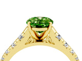 Yellow gold Fancy White Oval Cut Peridot Solitaire Ring with Cathedral Setting and Pavé Band_4