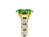 Yellow gold Fancy White Oval Cut Peridot Solitaire Ring with Cathedral Setting and Pavé Band_5