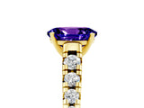 Yellow gold Fancy White Oval Cut Tanzanite Solitaire Ring with Cathedral Setting and Pavé Band_5
