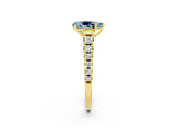 Yellow gold Fancy White Pear Cut Aquamarine Solitaire Ring with Cathedral Setting and Pavé Band_2