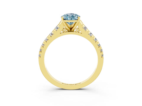 Yellow gold Fancy White Pear Cut Aquamarine Solitaire Ring with Cathedral Setting and Pavé Band_3