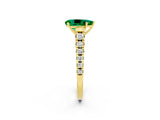 Yellow gold Fancy White Pear Cut Emerald Solitaire Ring with Cathedral Setting and Pavé Band_2