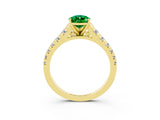 Yellow gold Fancy White Pear Cut Emerald Solitaire Ring with Cathedral Setting and Pavé Band_3