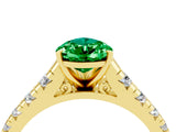 Yellow gold Fancy White Pear Cut Emerald Solitaire Ring with Cathedral Setting and Pavé Band_4