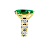 Yellow gold Fancy White Pear Cut Emerald Solitaire Ring with Cathedral Setting and Pavé Band_5