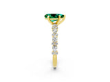 Yellow gold Fancy White Pear Cut Emerald Solitaire with Side Stones, Pave Band, Four-Prong Setting_14