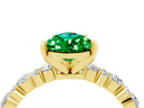 Yellow gold Fancy White Pear Cut Emerald Solitaire with Side Stones, Pave Band, Four-Prong Setting_16