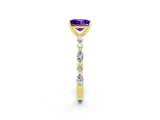 Yellow gold Fancy White Princess Cut Tanzanite Solitaire with Side Stones on a Pavé Band and Four-Prong Setting_2