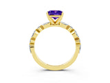 Yellow gold Fancy White Princess Cut Tanzanite Solitaire with Side Stones on a Pavé Band and Four-Prong Setting_3