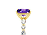 Yellow gold Fancy White Princess Cut Tanzanite Solitaire with Side Stones on a Pavé Band and Four-Prong Setting_5