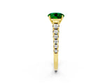 Yellow gold Fancy White Round Cut Emerald Solitaire Ring with Cathedral Setting and Pavé Band_2