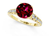 Yellow gold Fancy White Round Cut Garnet Solitaire Ring with Cathedral Setting and Pavé Band_1