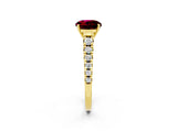 Yellow gold Fancy White Round Cut Garnet Solitaire Ring with Cathedral Setting and Pavé Band_2