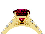 Yellow gold Fancy White Round Cut Garnet Solitaire Ring with Cathedral Setting and Pavé Band_4