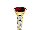 Yellow gold Fancy White Round Cut Garnet Solitaire Ring with Cathedral Setting and Pavé Band_5