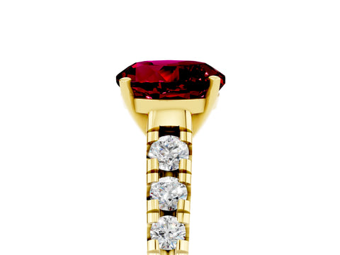 Yellow gold Fancy White Round Cut Garnet Solitaire Ring with Cathedral Setting and Pavé Band_5
