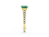 Yellow gold Fancy White Round Cut Green Sapphire Solitaire Ring with Cathedral Setting and Pavé Band_2