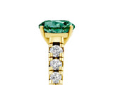 Yellow gold Fancy White Round Cut Green Sapphire Solitaire Ring with Cathedral Setting and Pavé Band_5