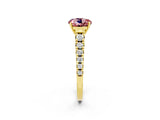 Yellow gold Fancy White Round Cut Morganite Solitaire Ring with Cathedral Setting and Pavé Band_2