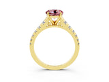 Yellow gold Fancy White Round Cut Morganite Solitaire Ring with Cathedral Setting and Pavé Band_3