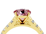 Yellow gold Fancy White Round Cut Morganite Solitaire Ring with Cathedral Setting and Pavé Band_4