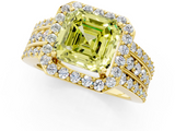 Yellow gold Fancy Yellow Asscher -Cut Halo Diamond Ring with Split Shank and Four-Prong Setting_52