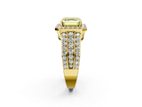 Yellow gold Fancy Yellow Asscher -Cut Halo Diamond Ring with Split Shank and Four-Prong Setting_53