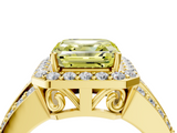 Yellow gold Fancy Yellow Asscher -Cut Halo Diamond Ring with Split Shank and Four-Prong Setting_55