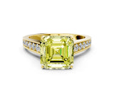 Yellow gold Fancy Yellow Asscher  Brilliant Cut Diamond Engagement Ring with Pavé Band and Four-Prong Setting_63