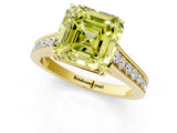 Yellow gold Fancy Yellow Asscher  Brilliant Cut Diamond Engagement Ring with Pavé Band and Four-Prong Setting_64