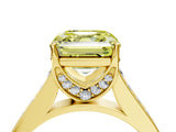 Yellow gold Fancy Yellow Asscher  Brilliant Cut Diamond Engagement Ring with Pavé Band and Four-Prong Setting_67