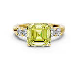 Yellow gold Fancy Yellow Asscher  Brilliant Cut Diamond Five-Stone Prong Set Engagement Ring with Channel Band_17