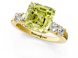 Yellow gold Fancy Yellow Asscher  Brilliant Cut Diamond Five-Stone Prong Set Engagement Ring with Channel Band_18