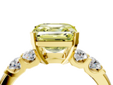Yellow gold Fancy Yellow Asscher  Brilliant Cut Diamond Five-Stone Prong Set Engagement Ring with Channel Band_21