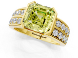 Yellow gold Fancy Yellow Asscher  Brilliant Diamond Channel Set Wide Band Ring with Bezel Setting_1