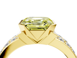 Yellow gold Fancy Yellow Asscher  Brilliant Diamond Channel Set Wide Band Ring with Bezel Setting_4