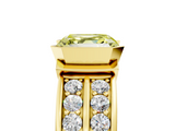 Yellow gold Fancy Yellow Asscher  Brilliant Diamond Channel Set Wide Band Ring with Bezel Setting_5