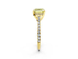 Yellow gold Fancy Yellow Asscher  Brilliant Diamond Solitaire with Pavé Band and Four-Prong Setting 3