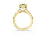 Yellow gold Fancy Yellow Asscher  Brilliant Diamond Solitaire with Pavé Band and Four-Prong Setting 4