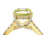 Yellow gold Fancy Yellow Asscher  Brilliant Diamond Solitaire with Pavé Band and Four-Prong Setting 5